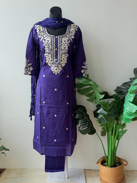 Kashmiri emb pure cotton suit set