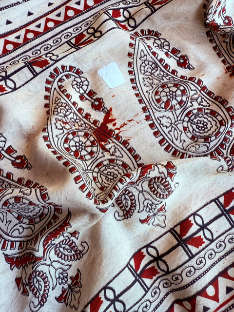 Damaged Kalamkari printed silk dupatta