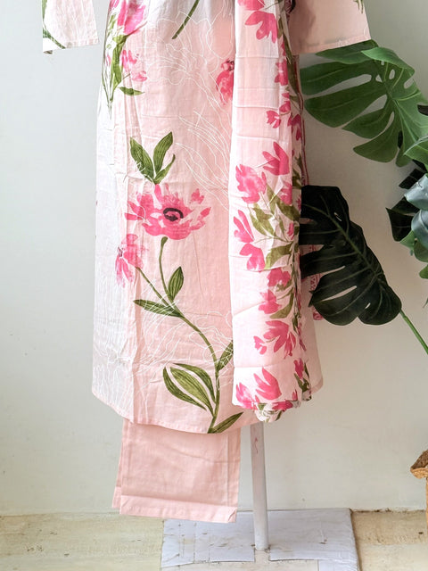Floral printed pure cotton suit set