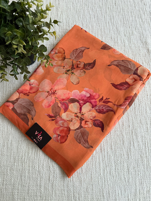Floral printed georgette saree