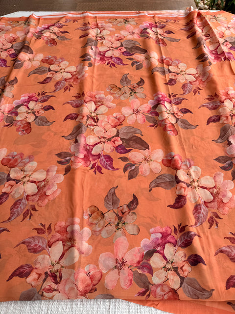 Floral printed georgette saree