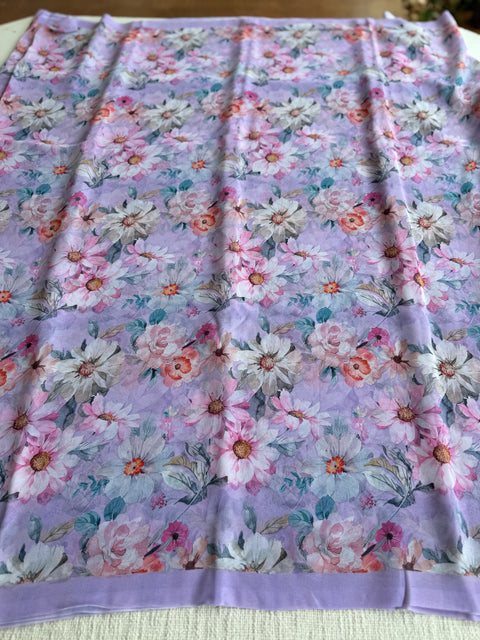 Floral printed georgette saree