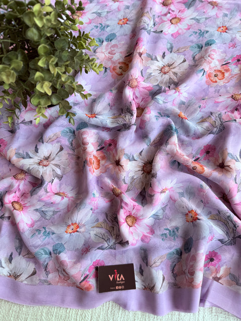 Floral printed georgette saree