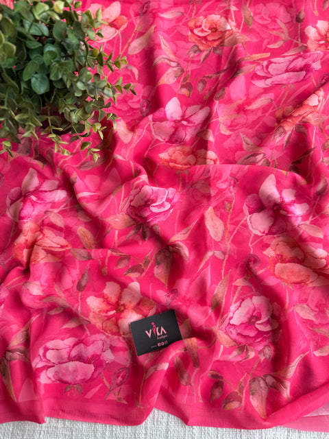 Floral printed georgette saree