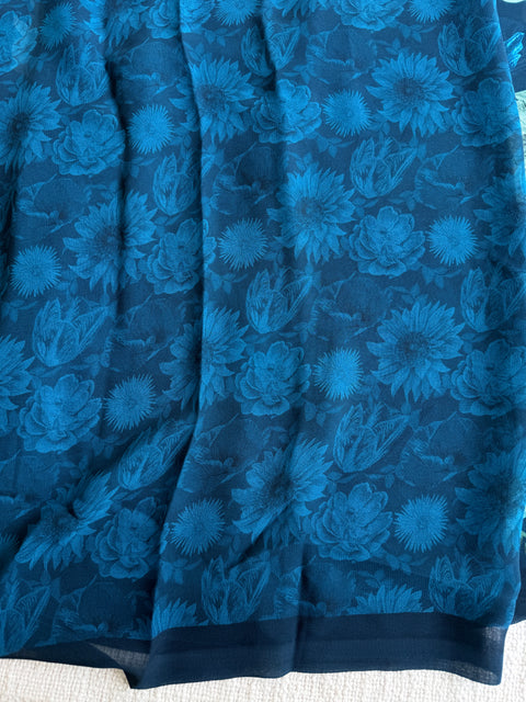 Floral printed georgette saree