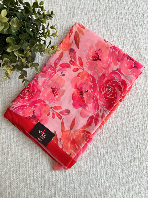 Floral printed georgette saree