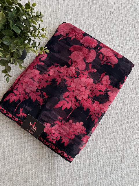 Floral printed georgette saree
