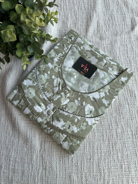 L size printed polycotton nighty