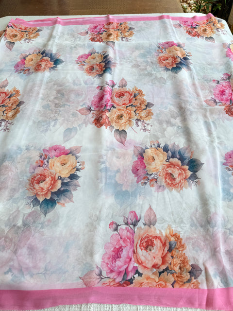 Floral printed georgette saree