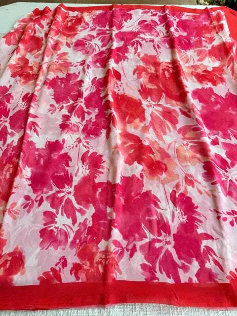 Floral printed georgette saree
