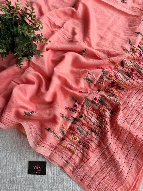 Emb Mul chanderi saree