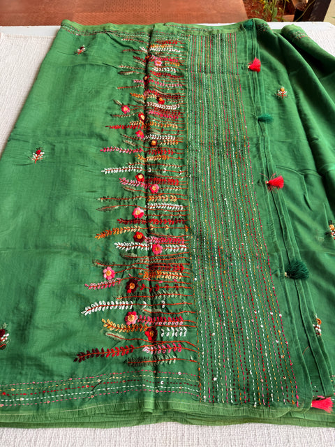 Emb Mul chanderi saree