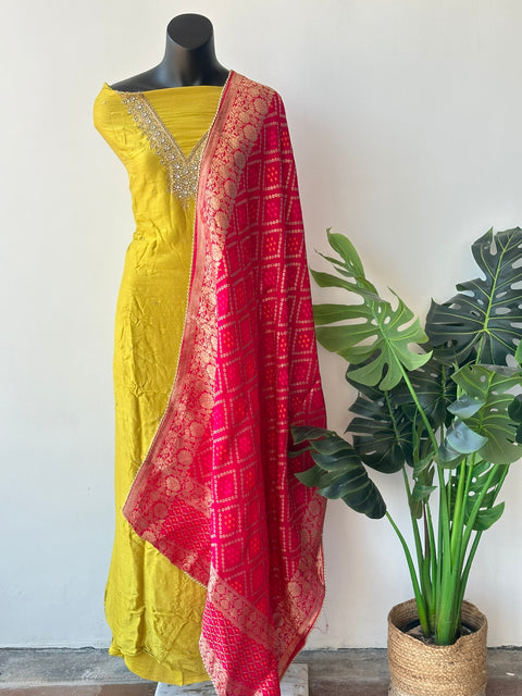 Partywear neck emb salwar material