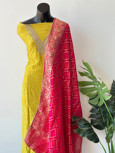 Partywear neck emb salwar material