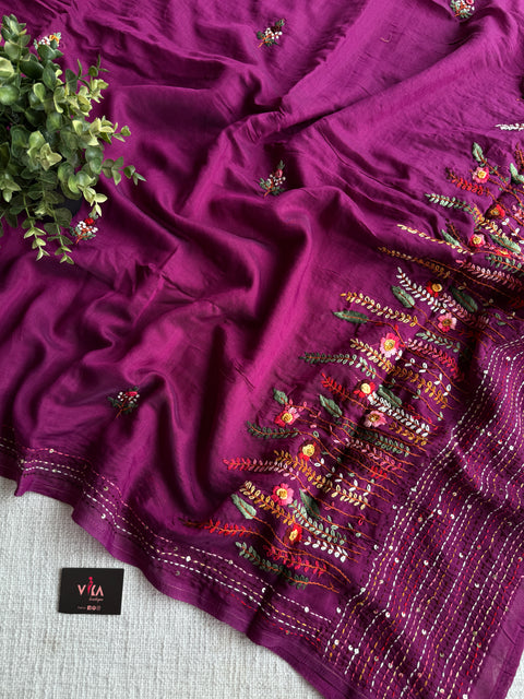 Emb Mul chanderi saree