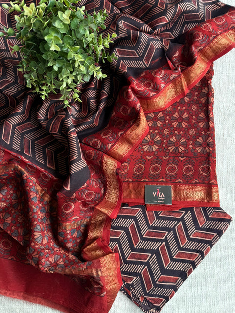 Maheswari border chanderi suit set