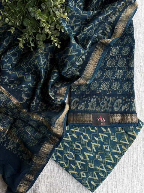 Maheswari border chanderi suit set