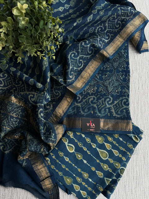 Maheswari border chanderi suit set