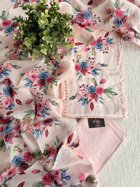 Floral printed muslin salwar material