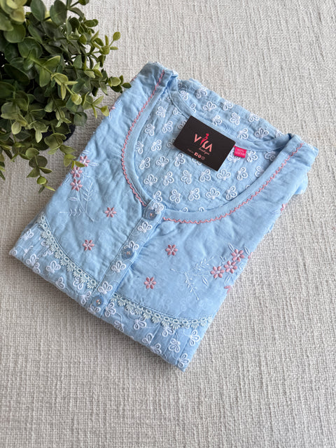 XXL size chikan Embroidery nighty
