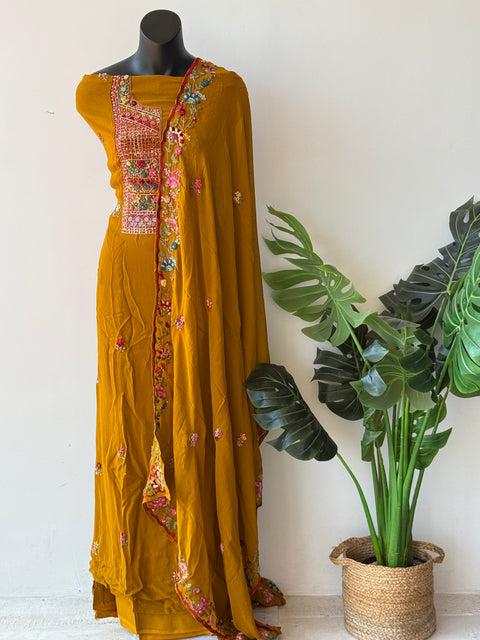 Hand Embroidered georgette salwar material