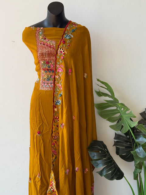 Hand Embroidered georgette salwar material