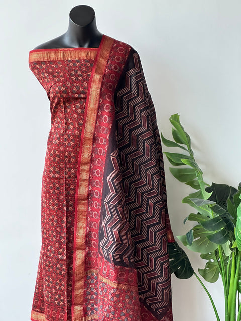 Maheswari border chanderi suit set