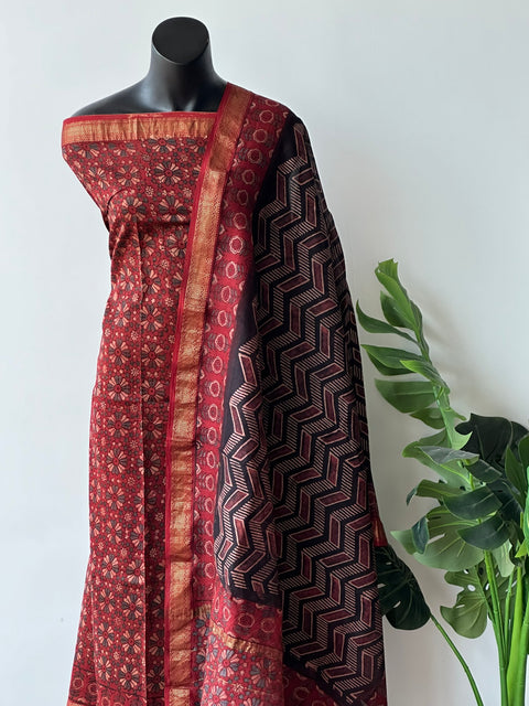 Maheswari border chanderi suit set