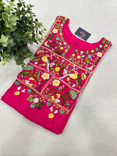 Hand embroidery Rayon kurti