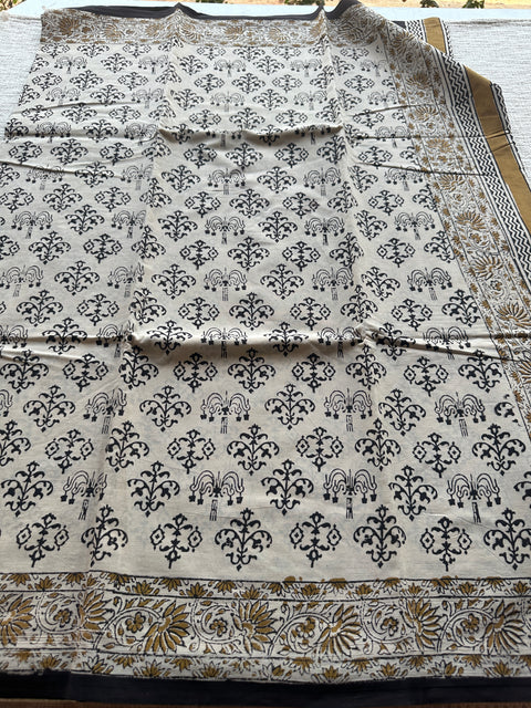Printed mul cotton saree
