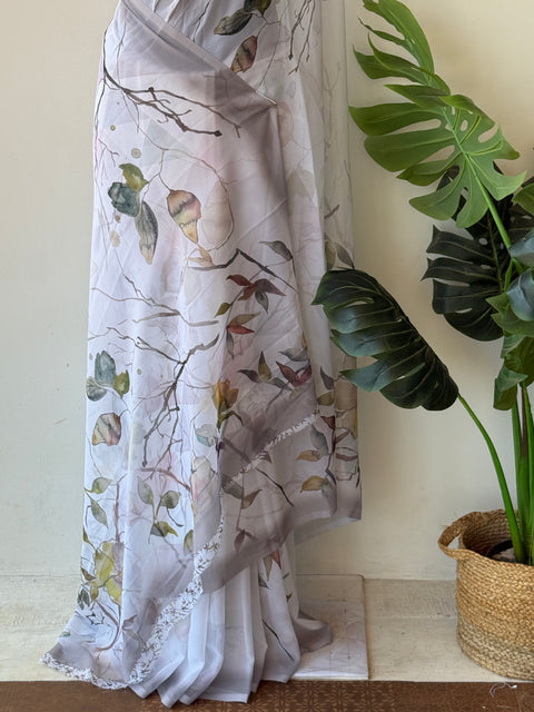 Digital printed faux georgette saree