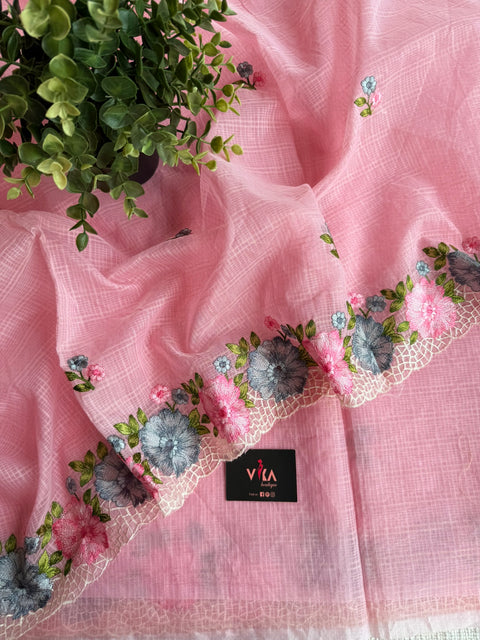 Cut work Embroidery super net saree