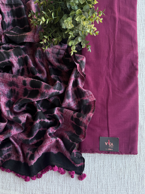plain cotton top with Tussar Shibori dupatta