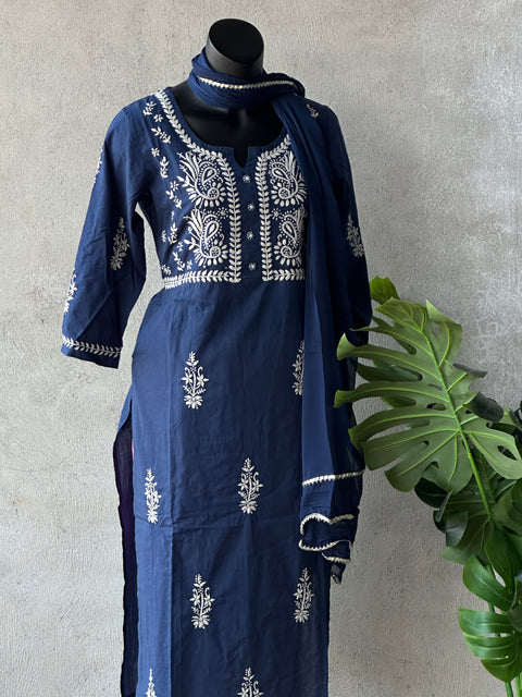 Lucknowi work cotton ready suit set