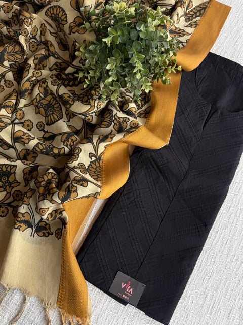 Pen kalamkari silk Dupatta with silk cotton top
