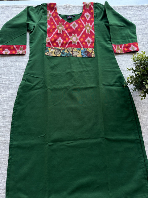 Ikat Patch work pure cotton kurti