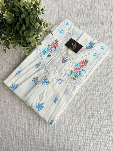 L size poly cotton emb nighty - yellow