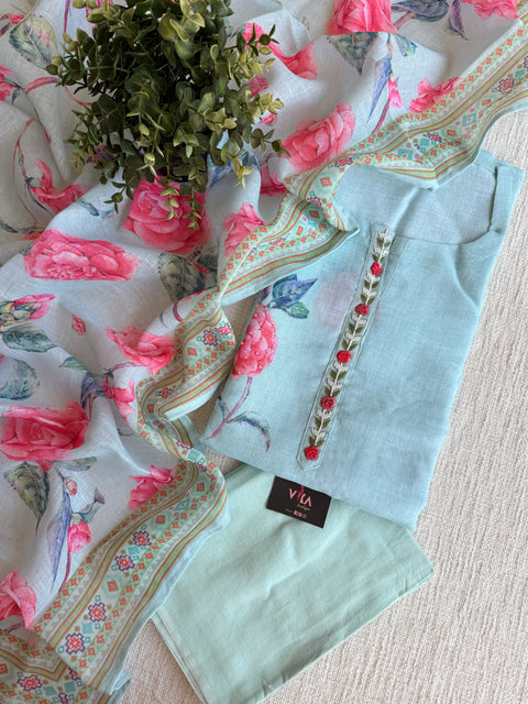 Printed linen salwar suit material