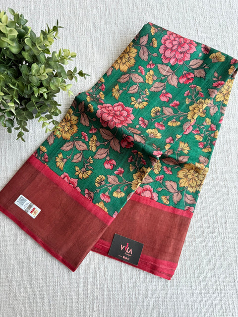Printed tussar silk saree
