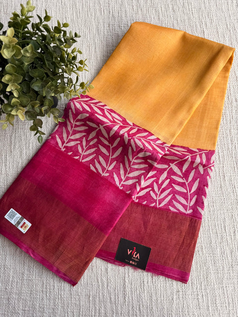 Printed tussar silk saree
