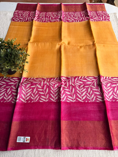 Printed tussar silk saree
