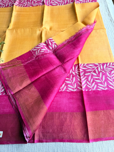Printed tussar silk saree