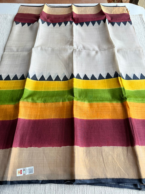 Printed tussar silk saree