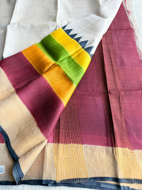 Printed tussar silk saree