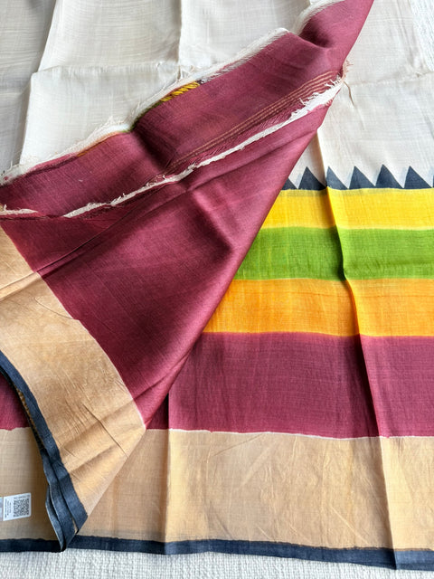 Printed tussar silk saree