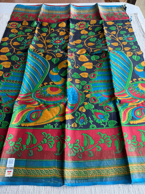 Printed tussar silk saree