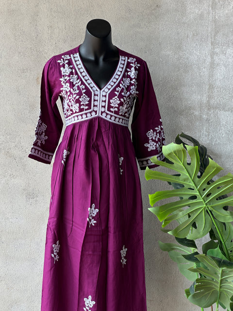 Purple Alia cut emboidery Gown