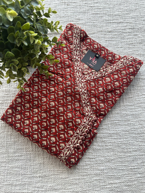 Red printed flex cotton kurti
