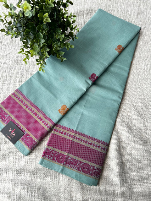 Pale Blue Chettinad Cotton saree