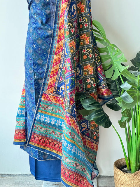 Patola printed silk cotton salwar suit set